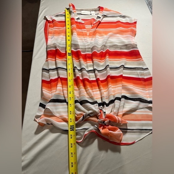 Chico’s Orange, White & Black Striped Blouse – Size 1 (S/M) - Picture 9 of 9